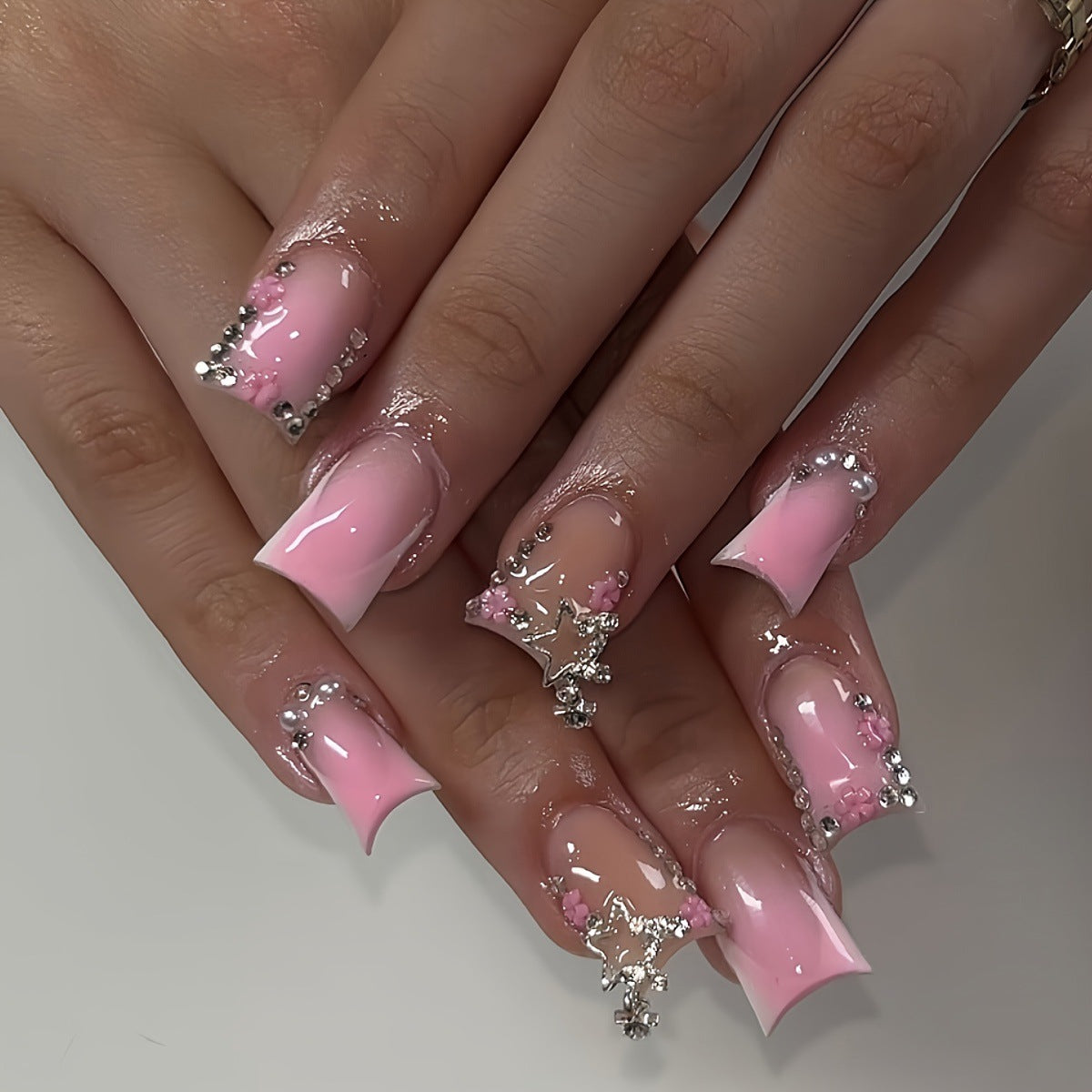 Glamouröse 3D Press-On Nagelset mit Sterneffekten Brehn