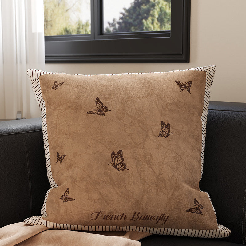 Velvet Bamboo Leaf Square Throw Pillow Cover with Hidden Zipper