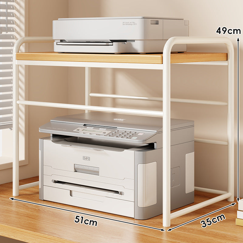 Zwei-Tier Metall- und Holzdruckerstand mit schiebbarer Mesh-Schublade und Unterregal-Speicher