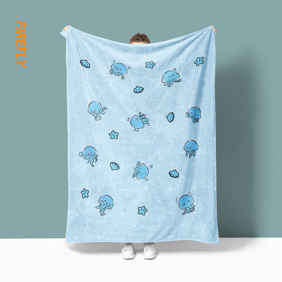 Verspielte Quallen-Themen-Fleece-Decke