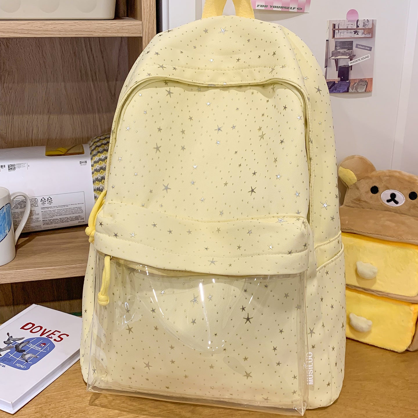 Transparenter Tasche Stern-gedruckter Rucksack Brehn