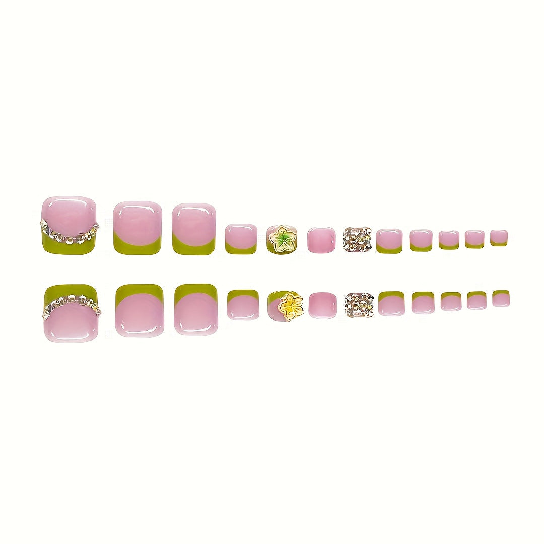 Künstlerisches Floral Press-On Nagel-Set Brehn