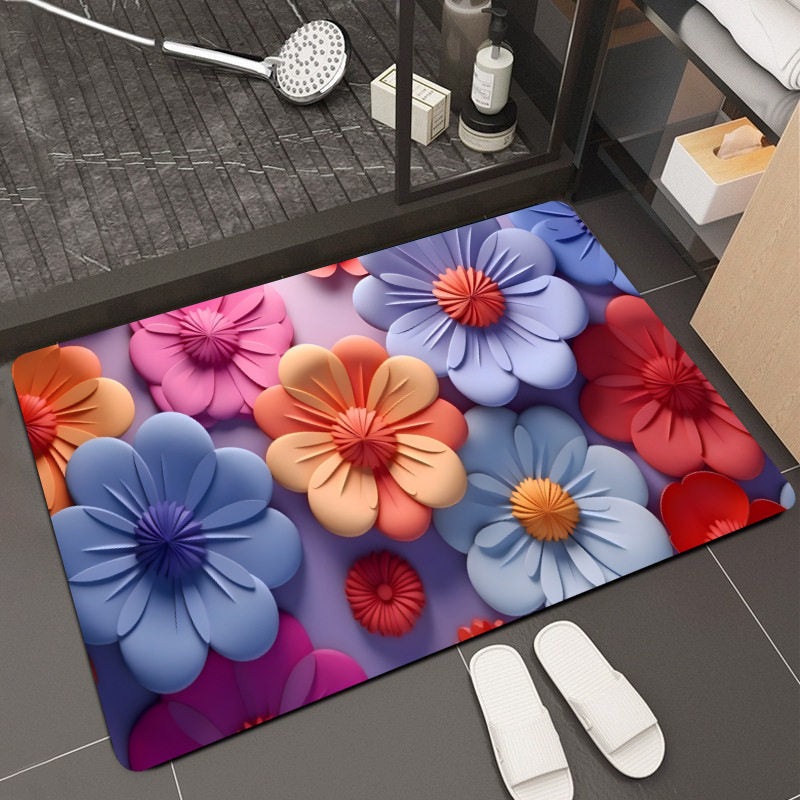 Floral Design Memory Foam Badteppich Brehn
