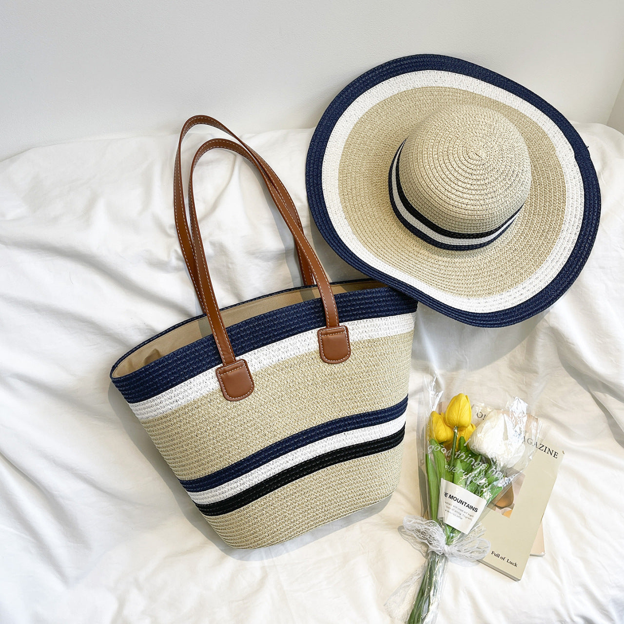 Bunte Strohtasche Strandtasche Brehn