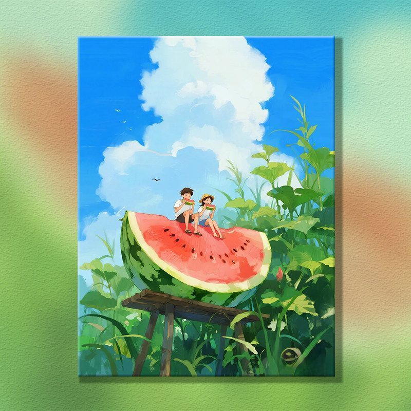Verspielt Melonen-Themen Leinwand Kunstwerk Brehn