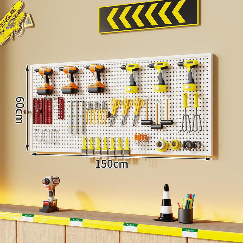 Wandmontierter perforierter Metallwerkzeug-Pegboard-Organizer mit Magnetstreifen und Mehrfachhaken