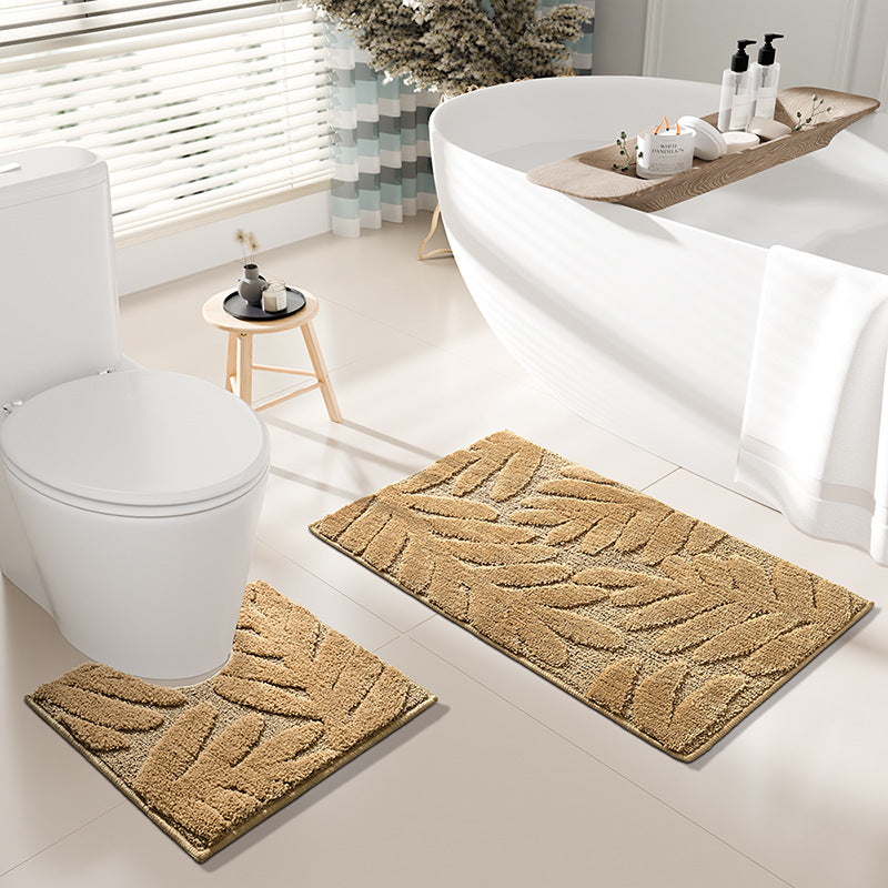 Elegantes Blätter Muster Badteppich Set Brehn
