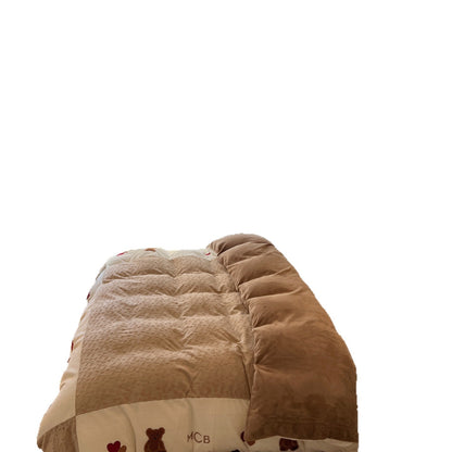 Plüschgestepptes Teddy-Applikations Wendebettwäsche-Set mit bestickten Kissenbezügen