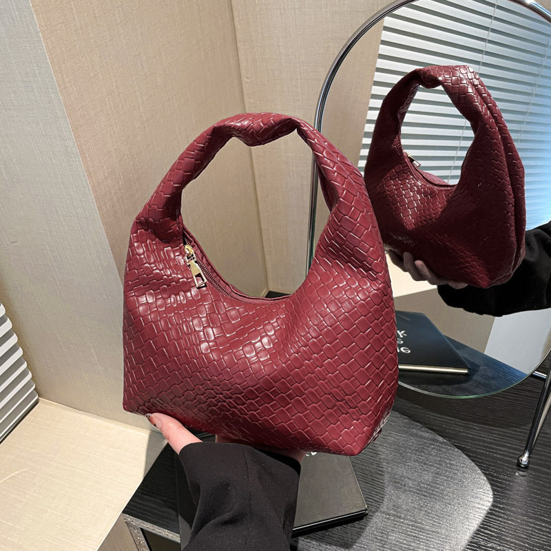 Textured Faux Leder Hobo Tasche Brehn