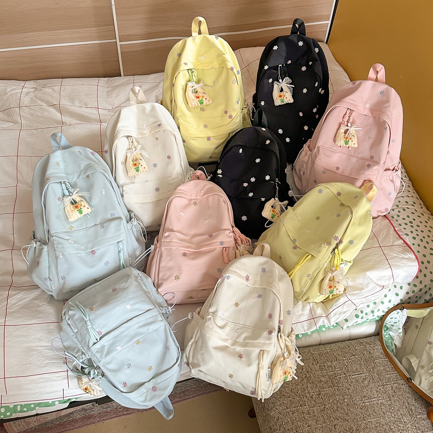 Bestickter Blumenmuster-Rucksack Brehn