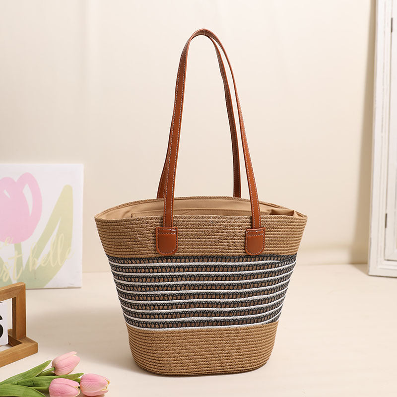Elegante Bast-Tasche mit Lederakzenten Brehn