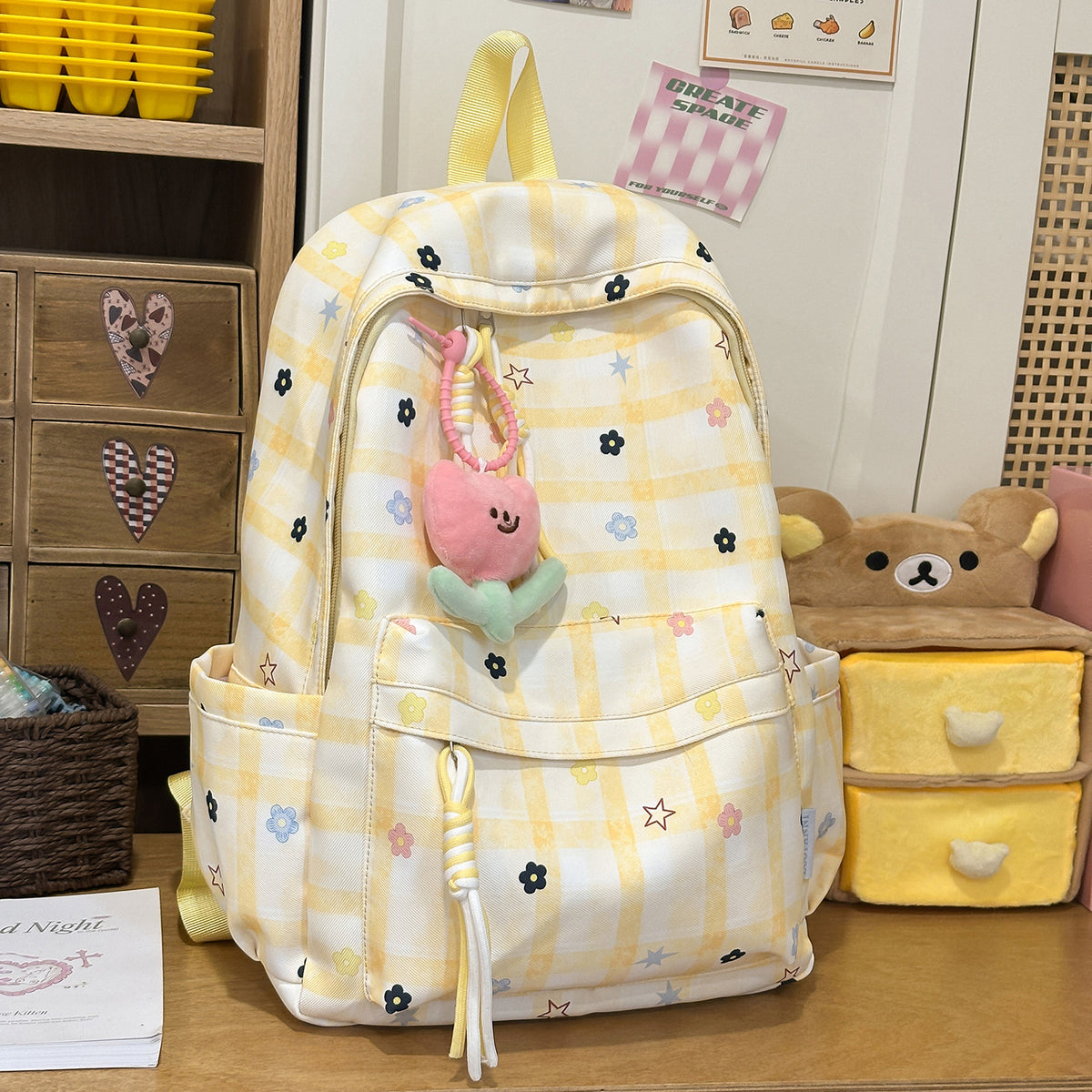 Stylische Schachbrettdruck-Rucksack Brehn