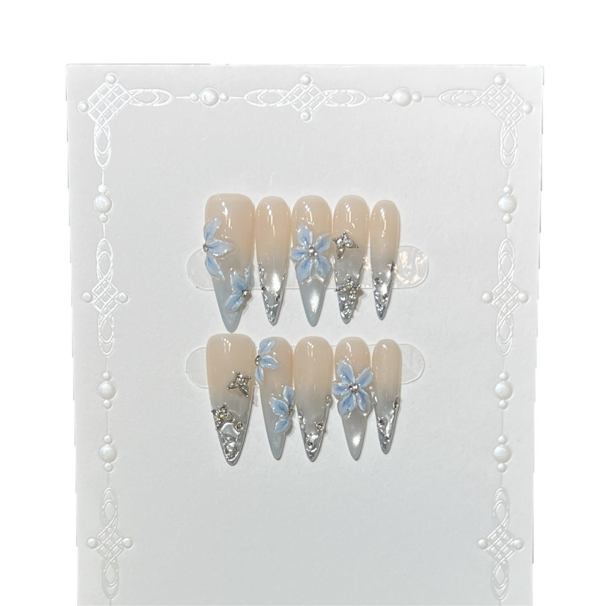 Elegante Stiletto Floral Press-On Nail Set Brehn