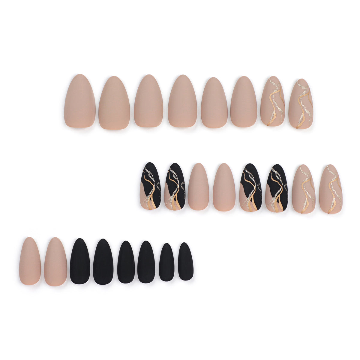 Kunstvolle Nageldesigns mit elegantem Goldakzent Brehn