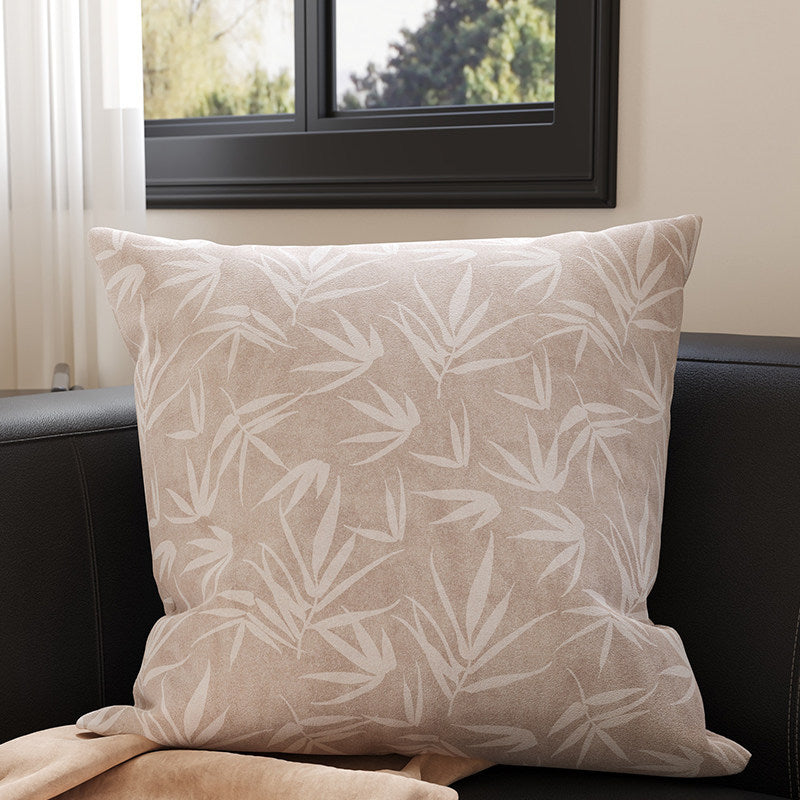 Velvet Bamboo Leaf Square Throw Pillow Cover with Hidden Zipper