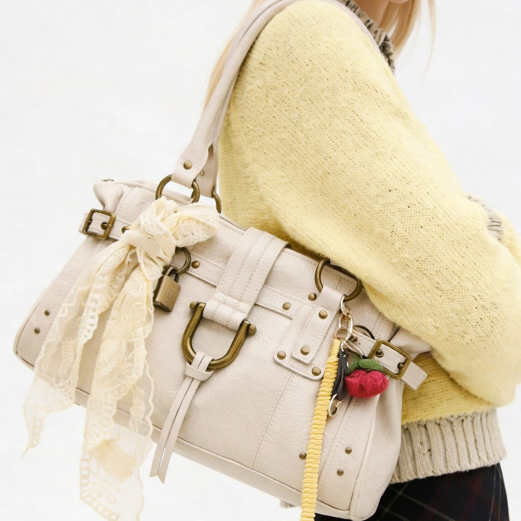 Elegante strukturierte Lederhandtasche