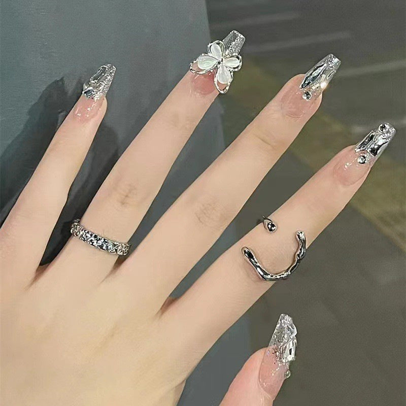 Künstlerisches Press-On-Nagelset mit Sternenmotiv Brehn