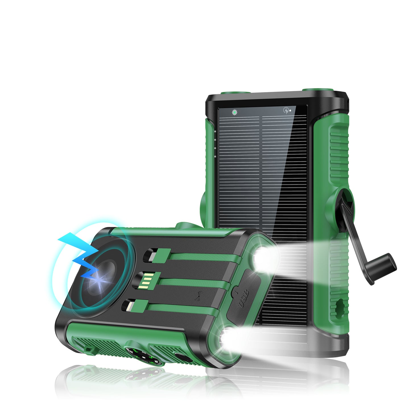 Tragbare Solarbatterie mit Integriertem Handkurbel-Ladegerät Brehn