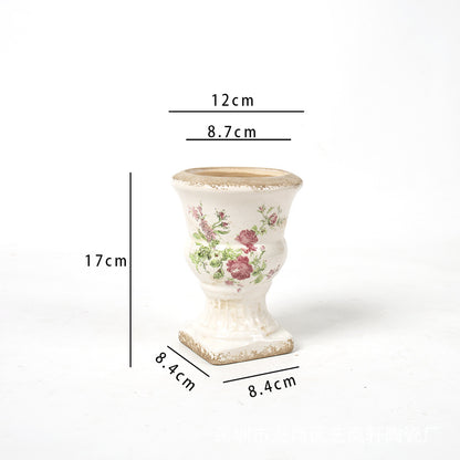 Florale Keramik Pflanzgefäß Brehn
