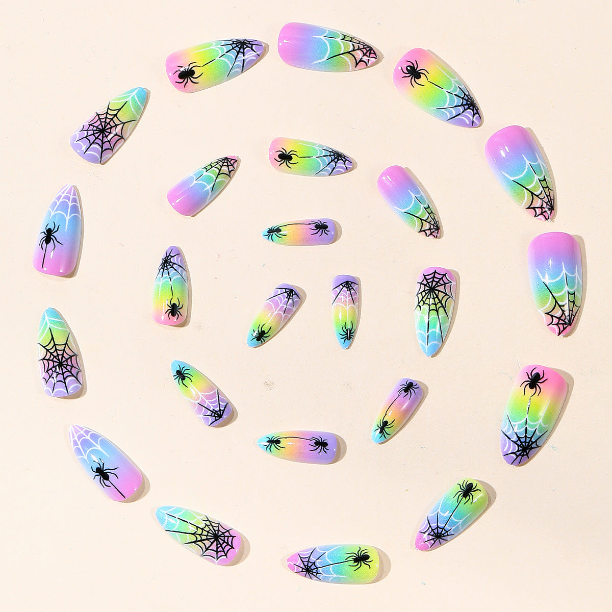 Buntes Spinnennetz Nagelkunst Set Brehn
