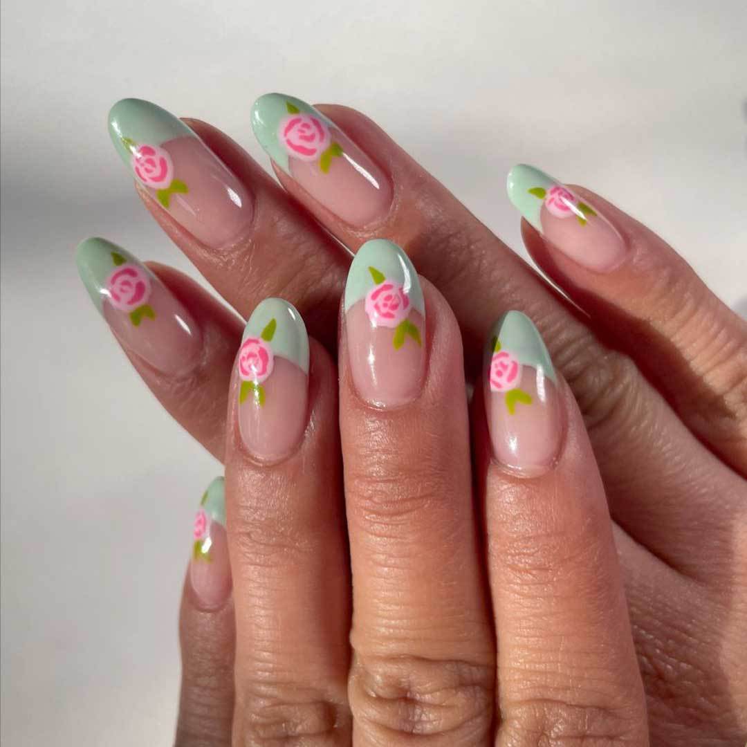Künstlerisches floral Gel Nagelkunst