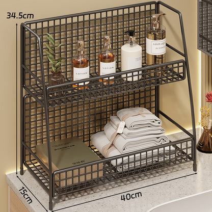 Winkelständer mit drei Drahtkörben und Gitterrückwand für geneigte Desktop-Mesh-Gepäckablage und -Thekenorganizer