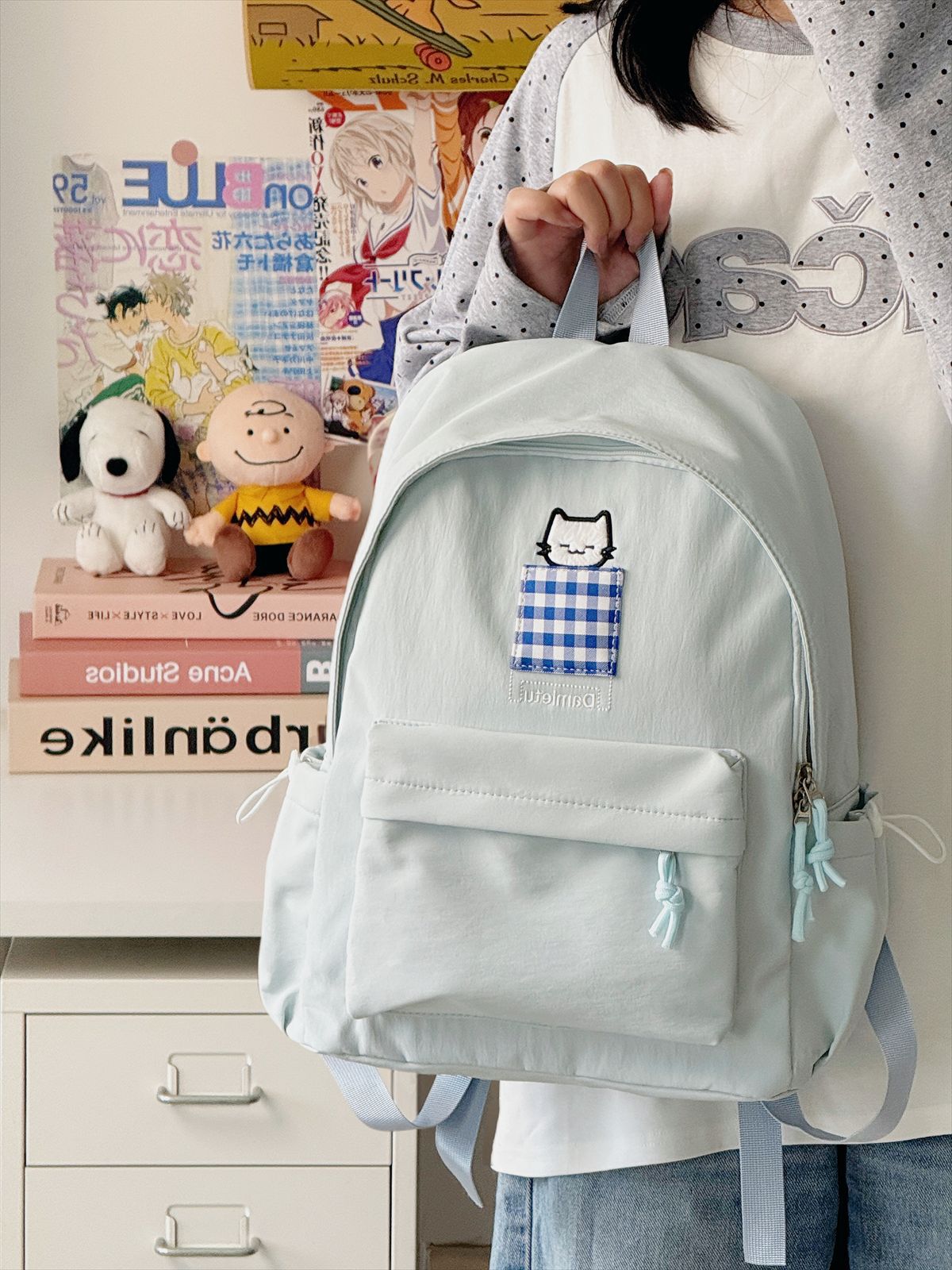 Kat-Stickerei Kompakte Schulrucksack