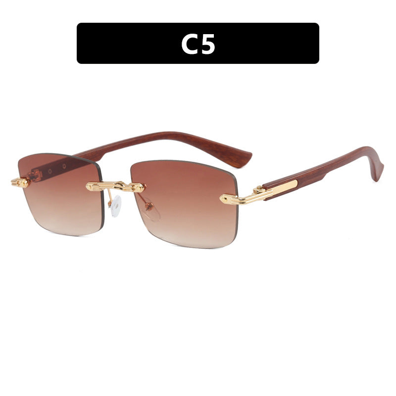 Damen quadratische Sonnenbrille mit Holzrahmen und gradienten Gläsern Brehn