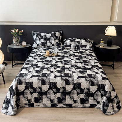 Gestepptes Bettwäsche- und Kissenbezug-Set mit Wellenstich und leichtem Mikrofasermaterial