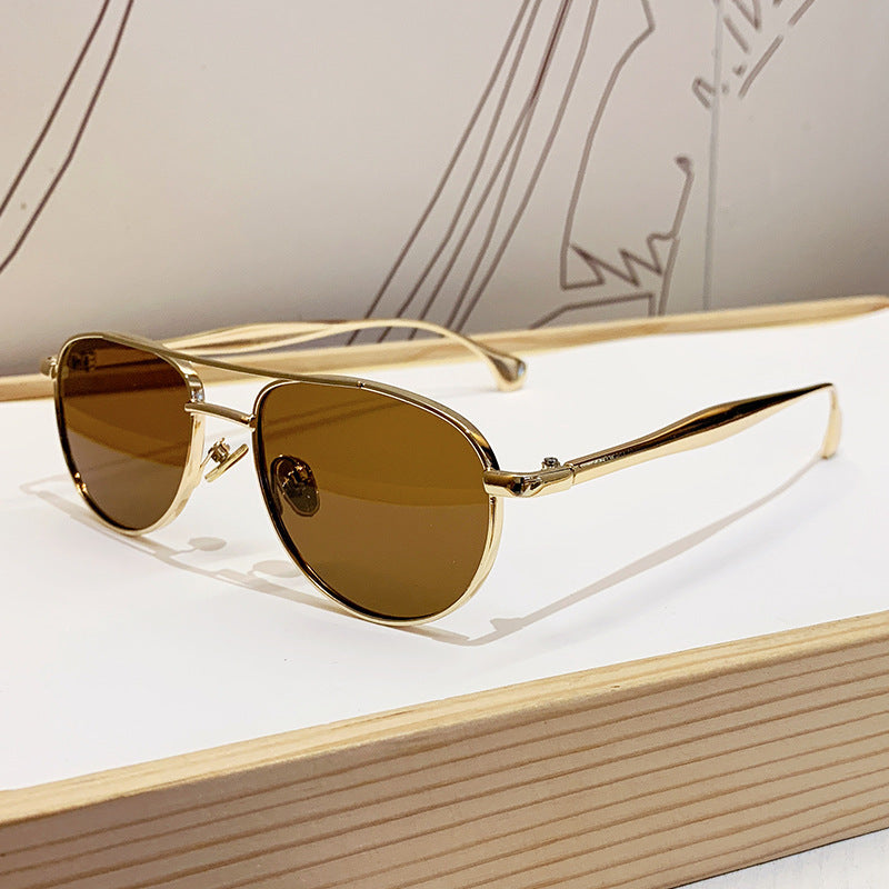 Damen modische Piloten-Sonnenbrille mit elegantem Goldrahmen Brehn