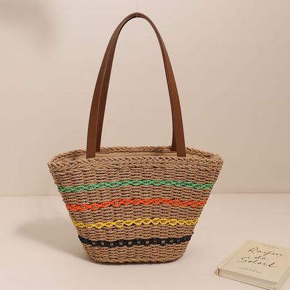 Trendige Strohtasche mit Bunten Details Brehn