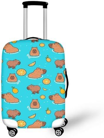 Unisex nan elastische Kofferhülle mit Pferde- und Sonnenblumenmotiv, dehnbarer Stretchschutz für Hartschalen-Trolley mit Reißverschluss Brehn