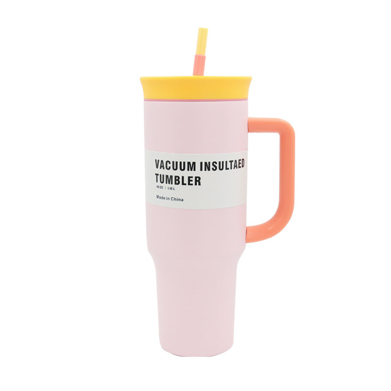 Damen Vakuum-Isolierter Trinkbecher mit Griff und Trinkhalm Brehn
