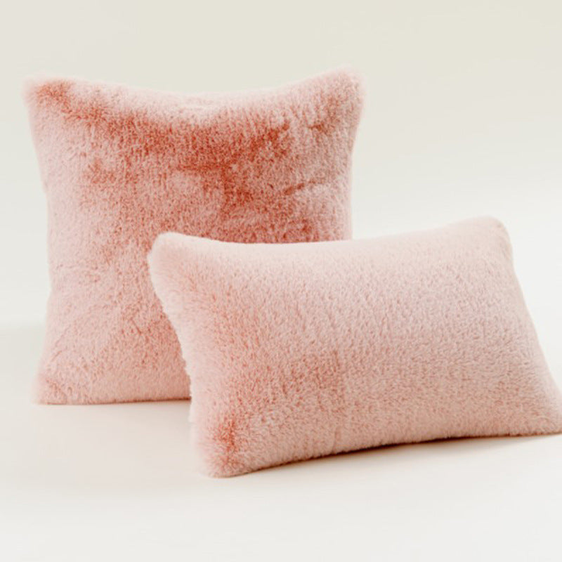 Plüsch-Faux-Fur-Quadrat- und Lendenkissen-Set mit weichem Mikrofaser-Rücken