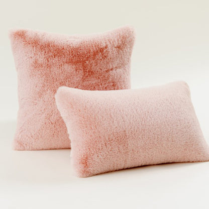 Plüsch-Faux-Fur-Quadrat- und Lendenkissen-Set mit weichem Mikrofaser-Rücken