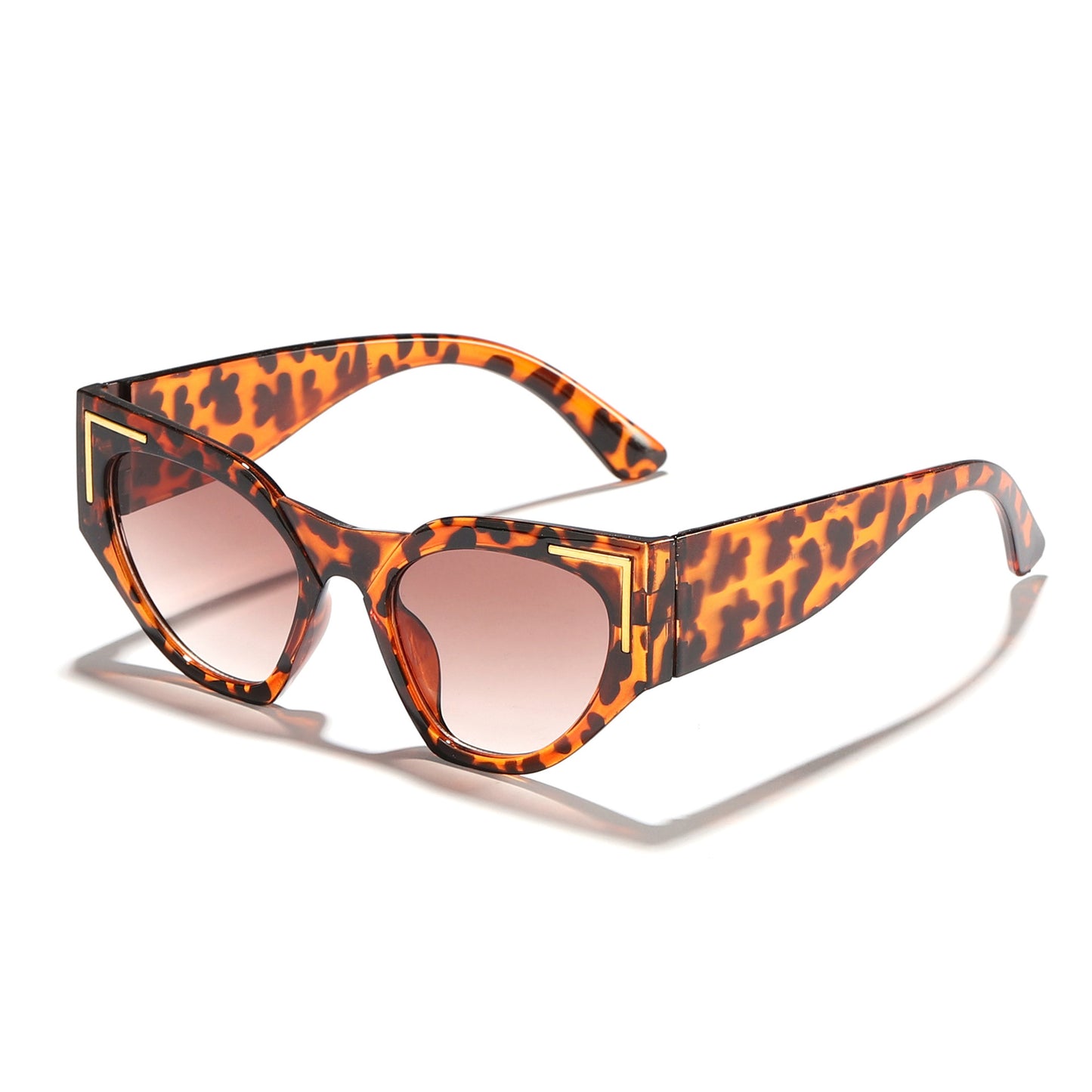 Damen kreative Cat-Eye Sonnenbrille mit transparentem Rahmen und braunen Gläsern Brehn