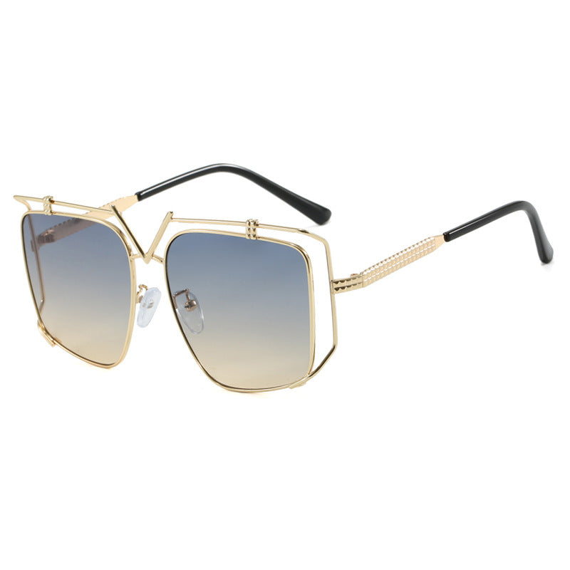 Damen futuristische Oversized-Sonnenbrille mit einzigartigem Geometrie-Rahmen Brehn