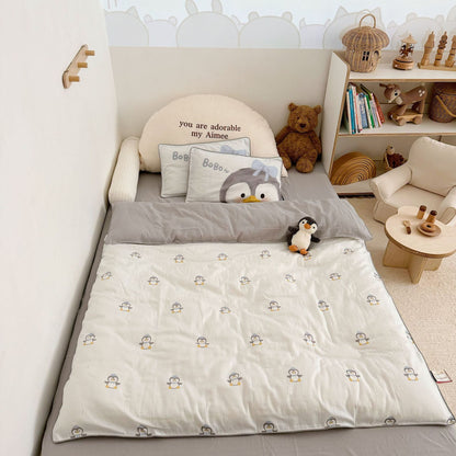 Kinder-Musselin-Steppbett-Set mit niedlichem Bären-Print