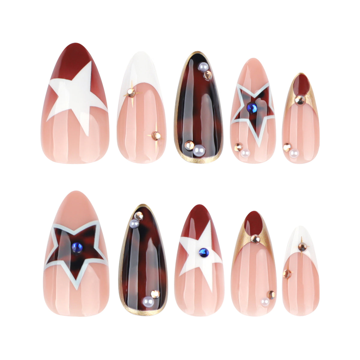 Kunstvolle Nagelverlängerungen im eleganten Glamour-Design Brehn