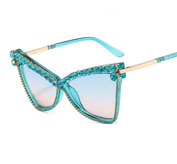 Damen extravagante Oversize-Sonnenbrille mit Schmucksteinen Brehn