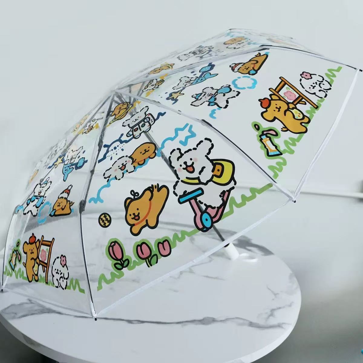 Damen Transparenter Regenschirm mit tierischen Motiven Brehn