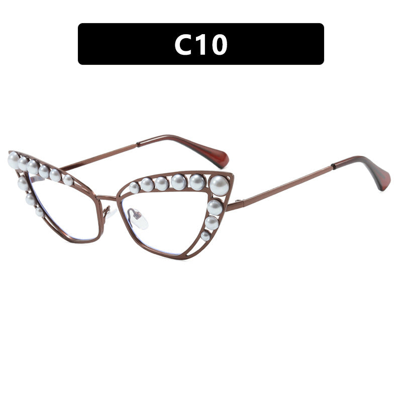 Damen Cat-Eye Sonnenbrille mit exklusivem Perlenspitzen-Rahmen Brehn