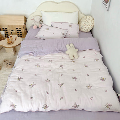 Kinder-Musselin-Steppbett-Set mit niedlichem Bären-Print