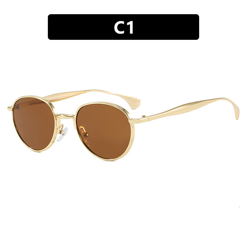 Damen runde Sonnenbrille mit elegantem Metallrahmen und UV-Schutz Brehn
