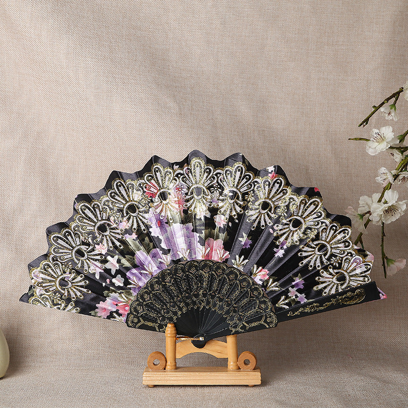 Damen Eleganter Handfächer mit aufwendigen floralen Mustern Brehn