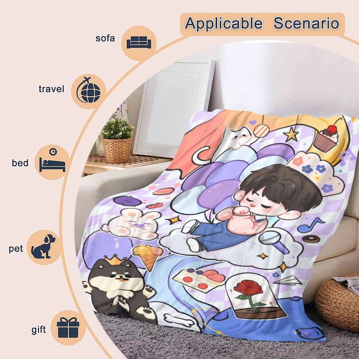 Cartoon Print Fleece Decke