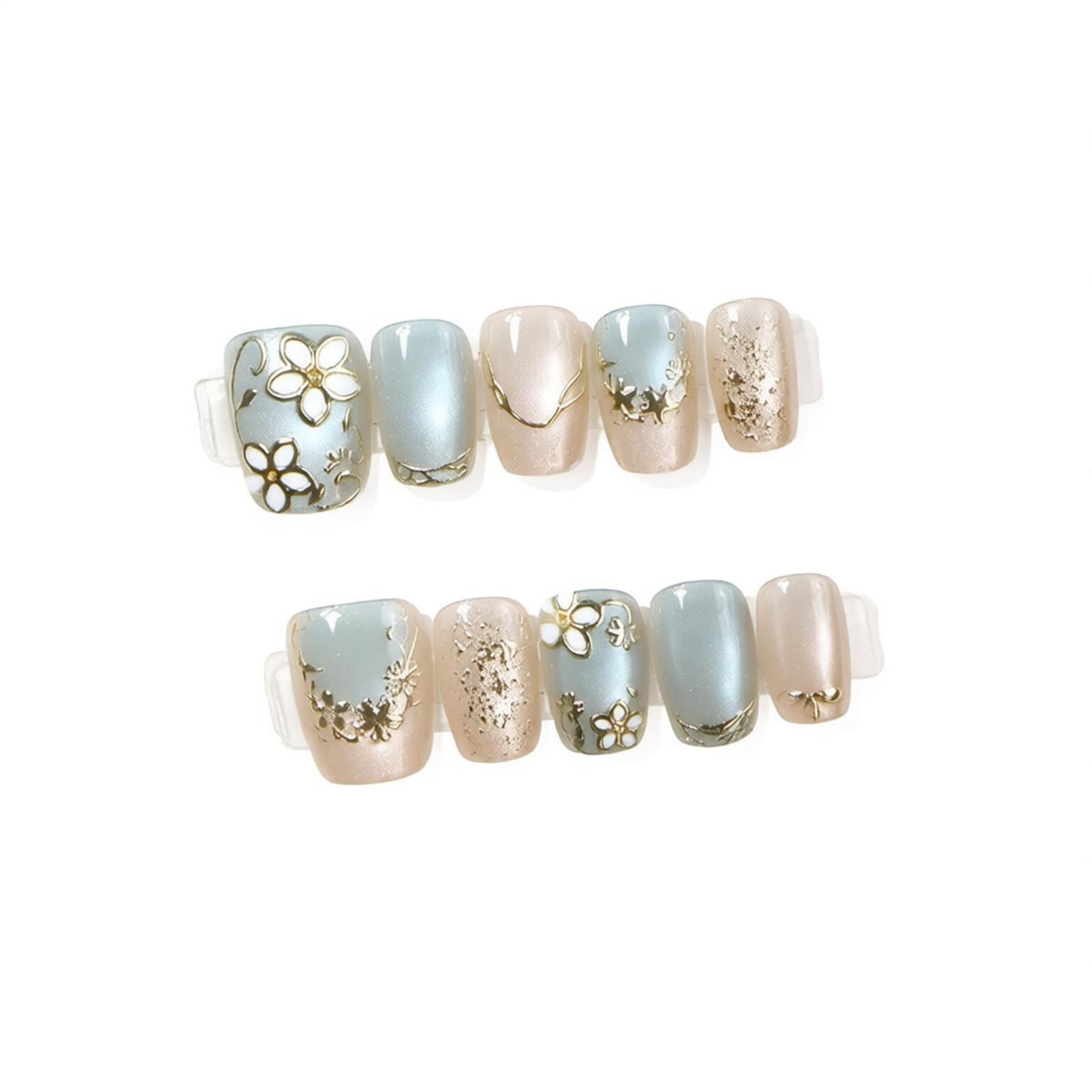Elegantes Floral Press-On Nail Art Set Brehn