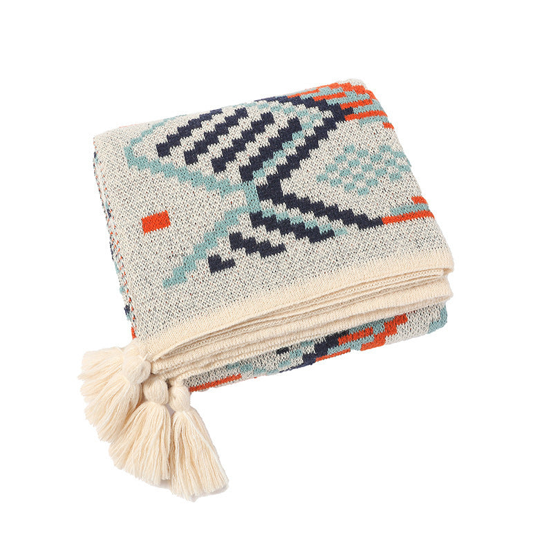 Damen Gemusterte Kuscheldecke mit Fransen und geometrischem Design Brehn