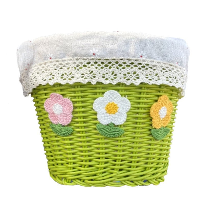 Blumengestickter geflochtener Aufbewahrungskorb Brehn