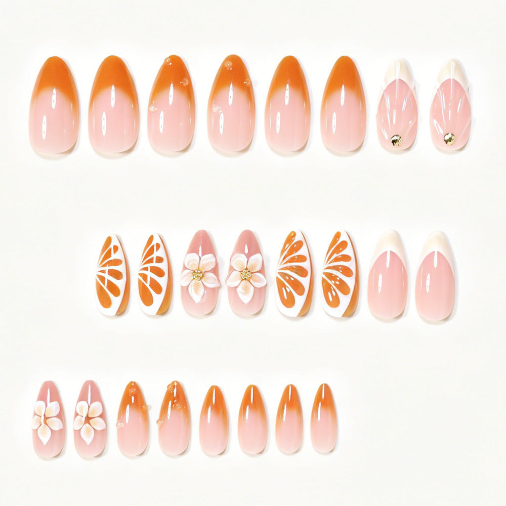 Künstlerisches Floral Press-On Nagelspitzen-Set Brehn